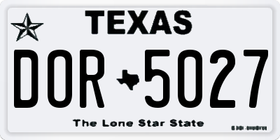 TX license plate DOR5027