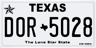 TX license plate DOR5028
