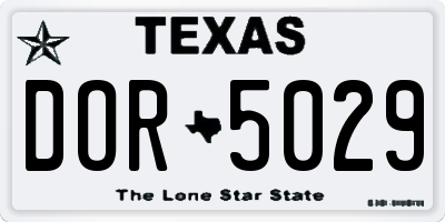 TX license plate DOR5029