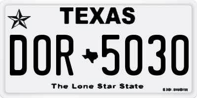 TX license plate DOR5030