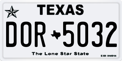 TX license plate DOR5032