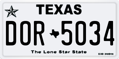 TX license plate DOR5034