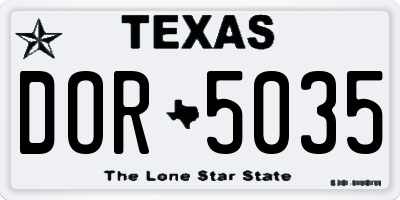 TX license plate DOR5035