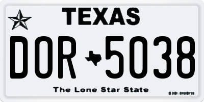 TX license plate DOR5038