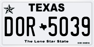 TX license plate DOR5039