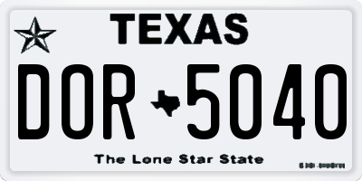 TX license plate DOR5040