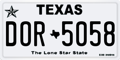 TX license plate DOR5058