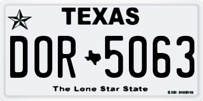 TX license plate DOR5063