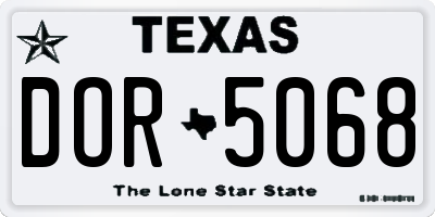 TX license plate DOR5068