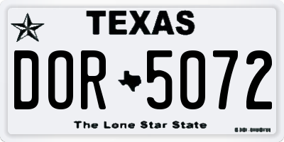 TX license plate DOR5072