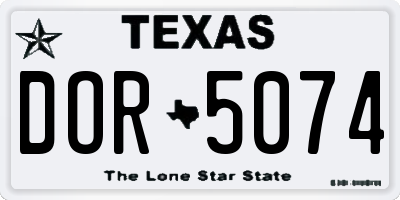 TX license plate DOR5074