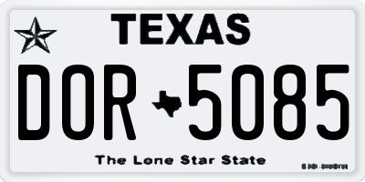 TX license plate DOR5085