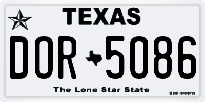 TX license plate DOR5086