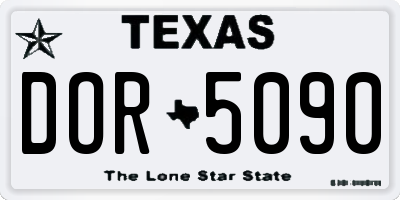 TX license plate DOR5090
