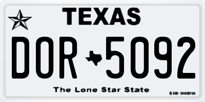 TX license plate DOR5092