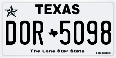 TX license plate DOR5098