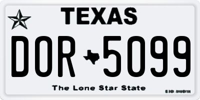 TX license plate DOR5099