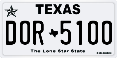 TX license plate DOR5100