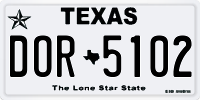 TX license plate DOR5102
