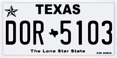 TX license plate DOR5103