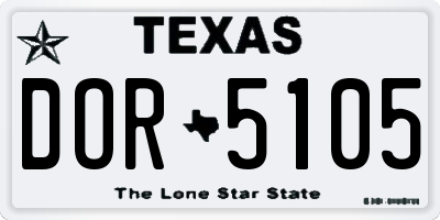 TX license plate DOR5105