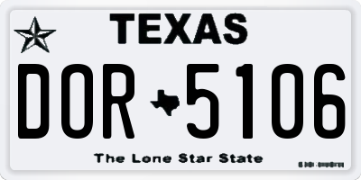 TX license plate DOR5106