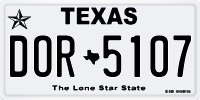 TX license plate DOR5107