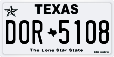 TX license plate DOR5108