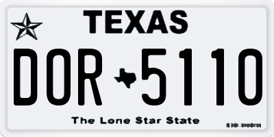TX license plate DOR5110
