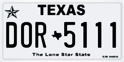 TX license plate DOR5111