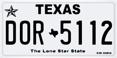 TX license plate DOR5112