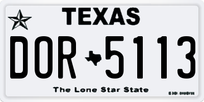 TX license plate DOR5113