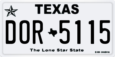 TX license plate DOR5115