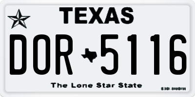 TX license plate DOR5116