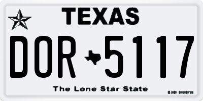 TX license plate DOR5117