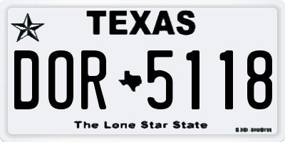 TX license plate DOR5118