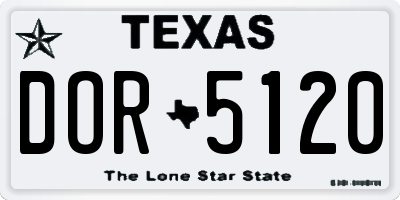 TX license plate DOR5120
