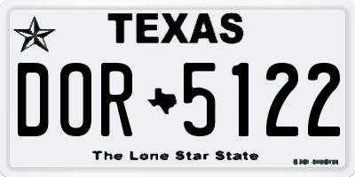 TX license plate DOR5122
