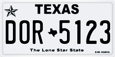 TX license plate DOR5123