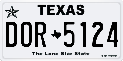 TX license plate DOR5124
