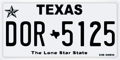 TX license plate DOR5125