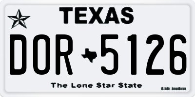TX license plate DOR5126