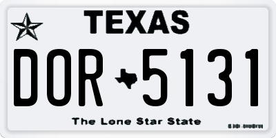 TX license plate DOR5131