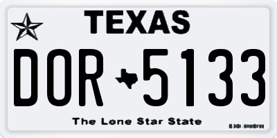 TX license plate DOR5133
