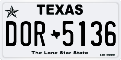 TX license plate DOR5136
