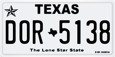 TX license plate DOR5138