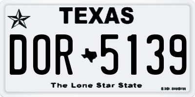 TX license plate DOR5139