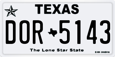 TX license plate DOR5143