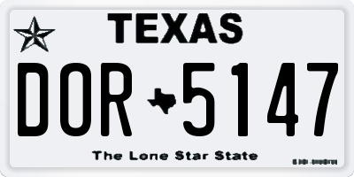 TX license plate DOR5147