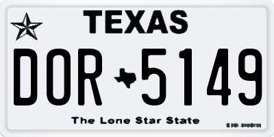 TX license plate DOR5149